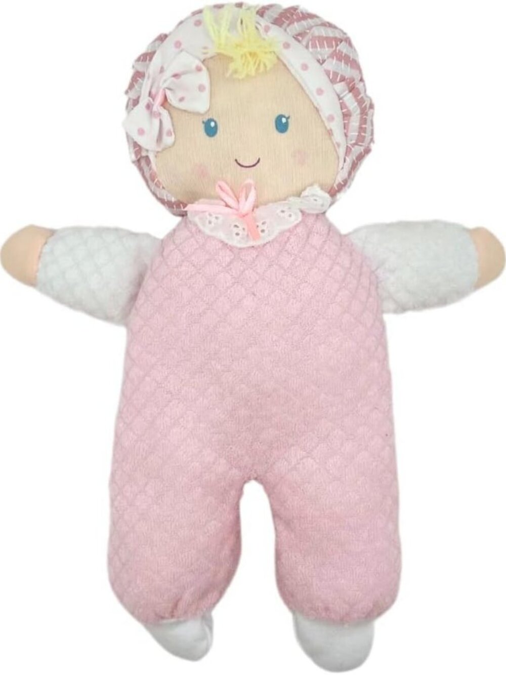 Soft Baby Doll Toy for Infants, 11" Terrycloth Fabric, Machine Washable, Pink
